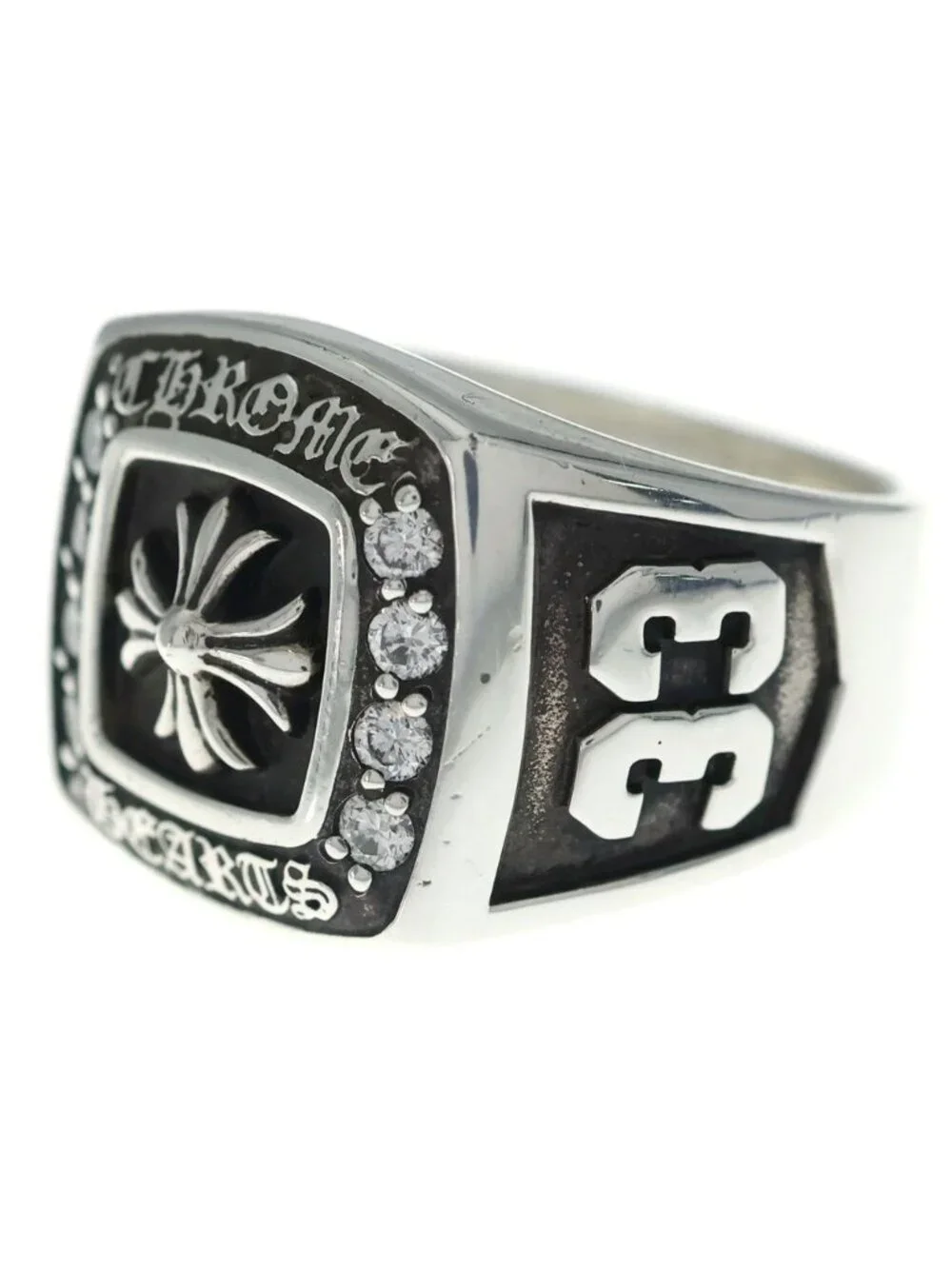Chrome Hearts Lrg Champion P Dmnd Large Pave Diamond Silver Ring